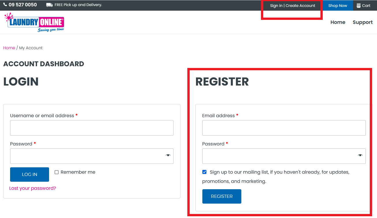 Image showing account creating / registration screen